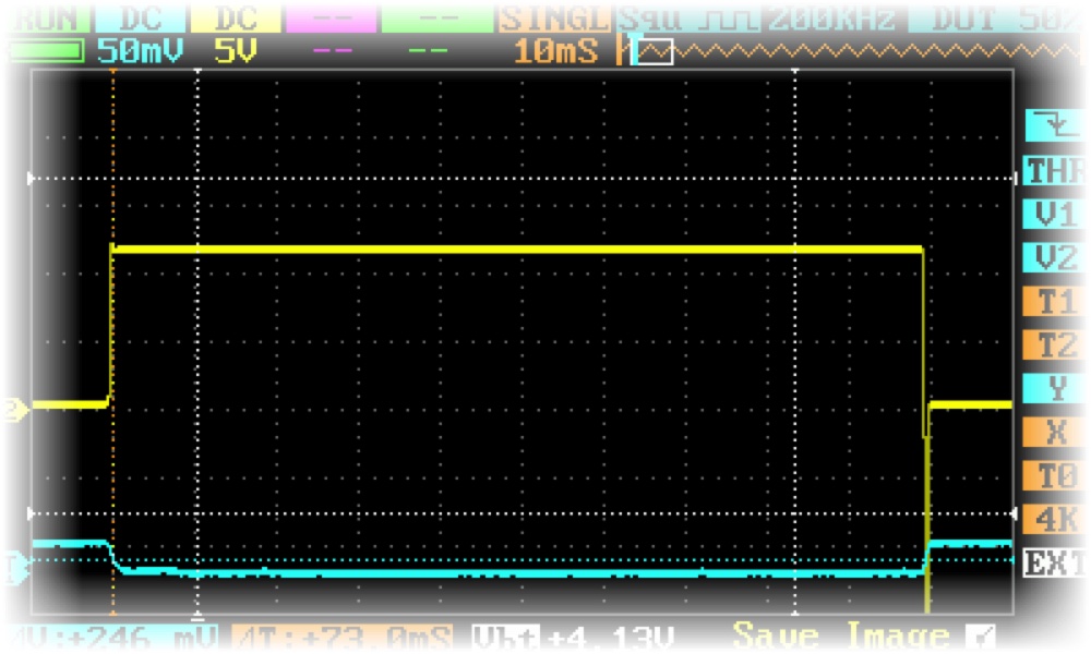 Oscilloscope: valve close pulse